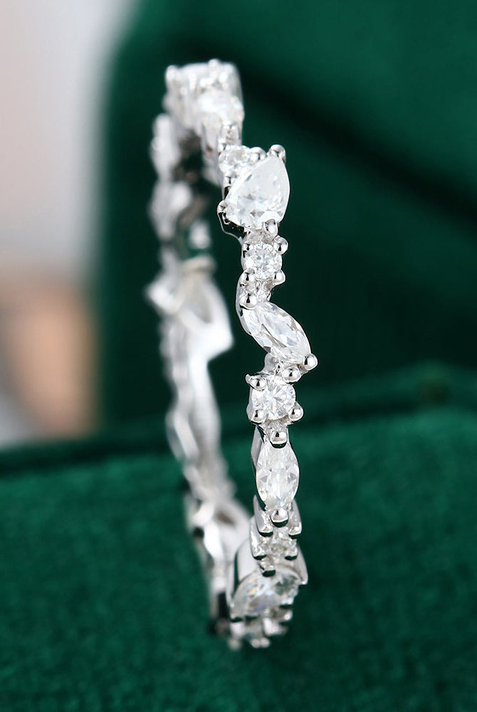 marquise-round-pear-moissanite-cluster-wedding-band