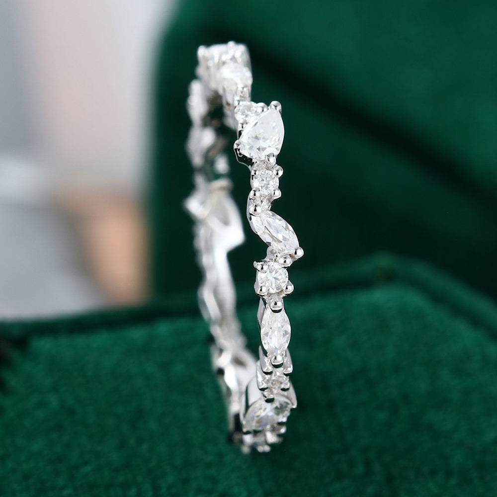 marquise-round-pear-moissanite-cluster-wedding-band