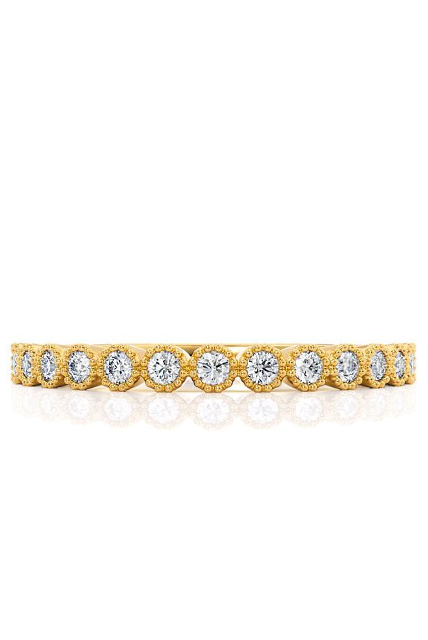 round-shaped-moissanite-milgrain-style-wedding-band