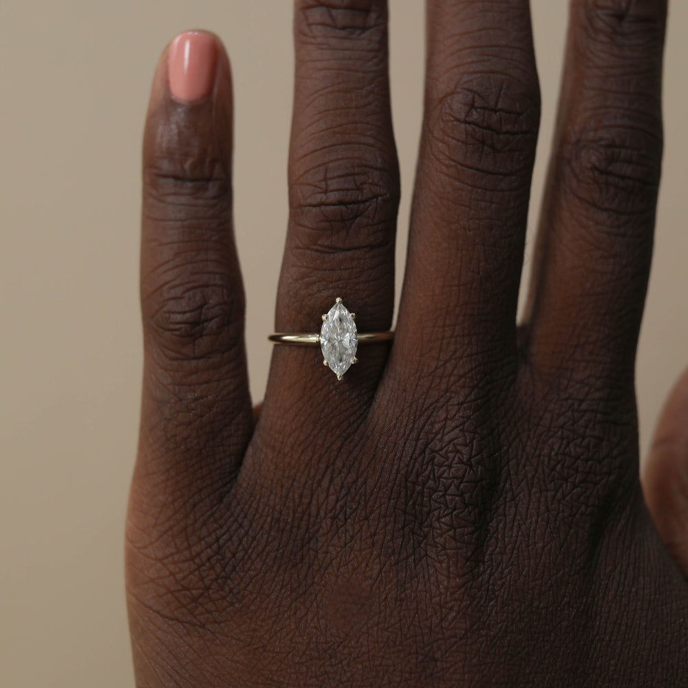 1.50CT Marquise Solitaire Moissanite Diamond Engagement Ring