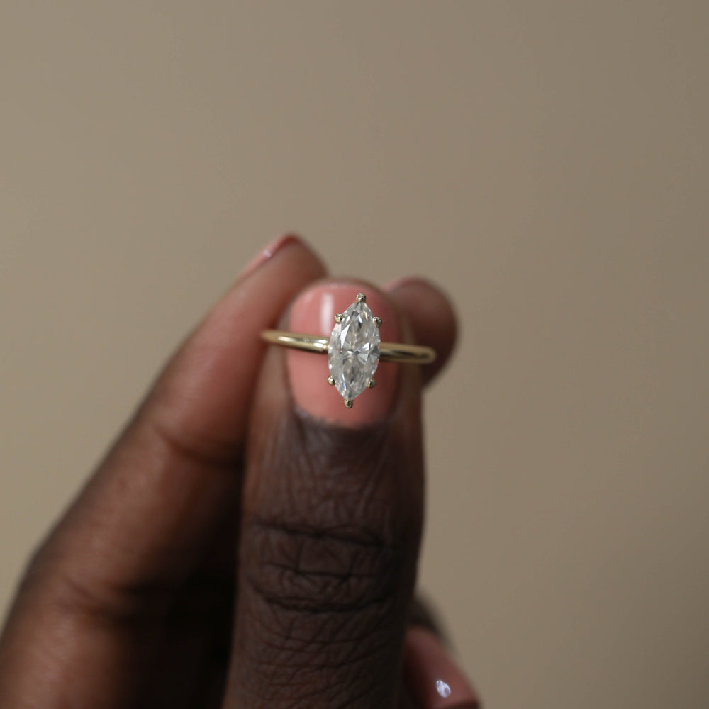 1.50CT Marquise Solitaire Moissanite Diamond Engagement Ring