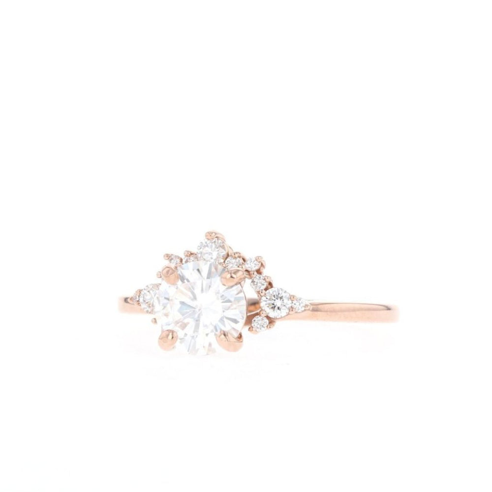 1.05CT Round Solitaire Cluster Moissanite Diamond Engagement Ring In Solid Gold