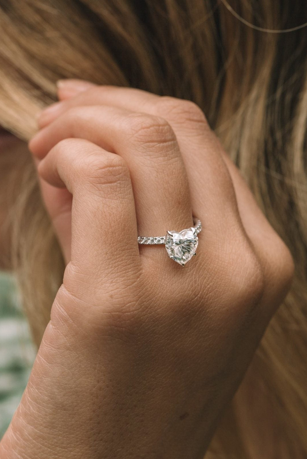 2.50CT Heart Pave Moissanite Diamond Engagement Ring For Her