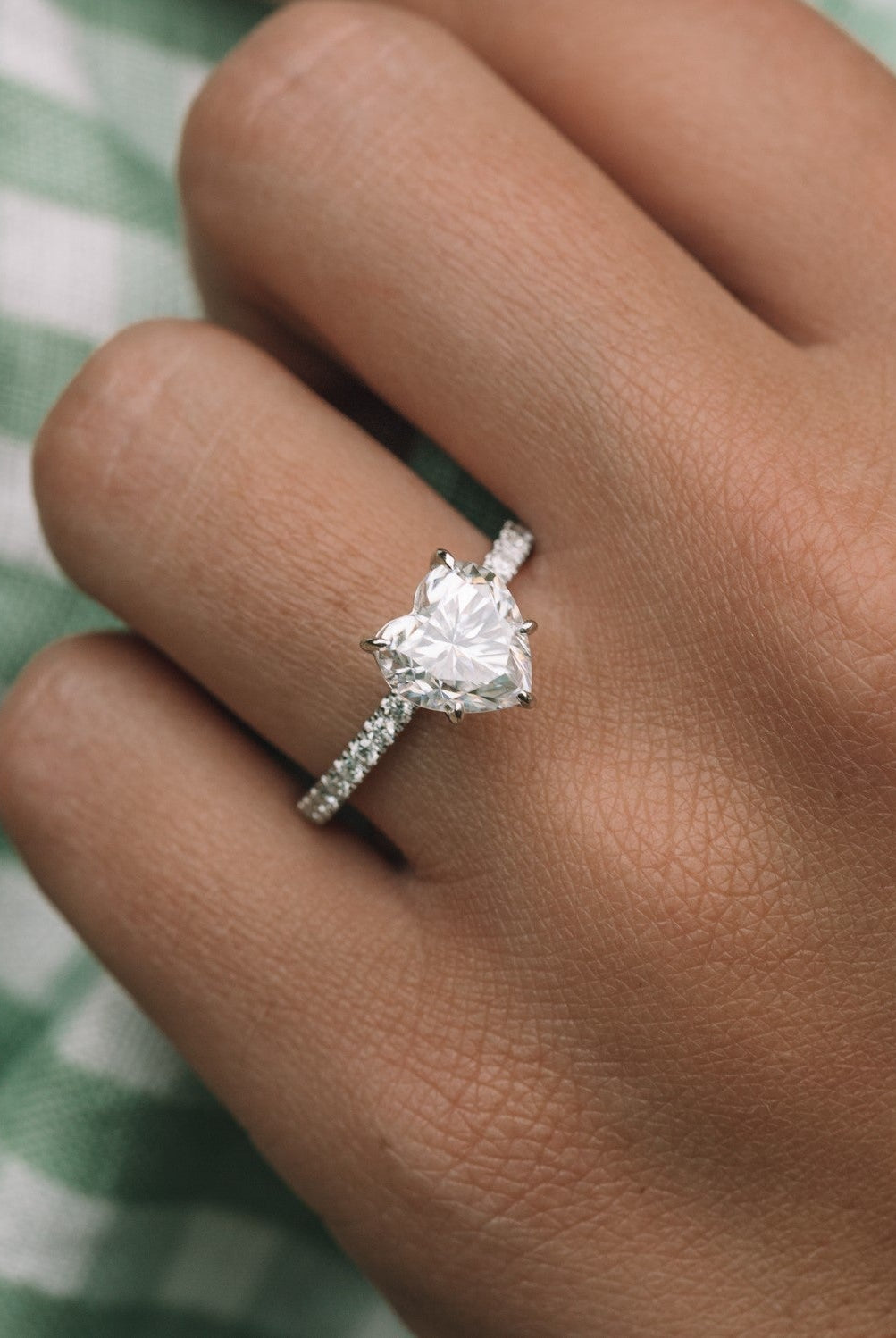 2.50CT Heart Pave Moissanite Diamond Engagement Ring For Her