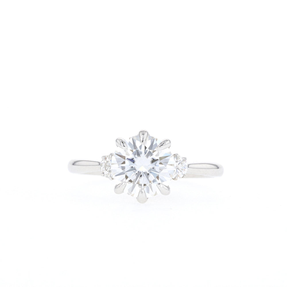 2.1CT Round Three Stone Moissanite Diamond Engagement Ring
