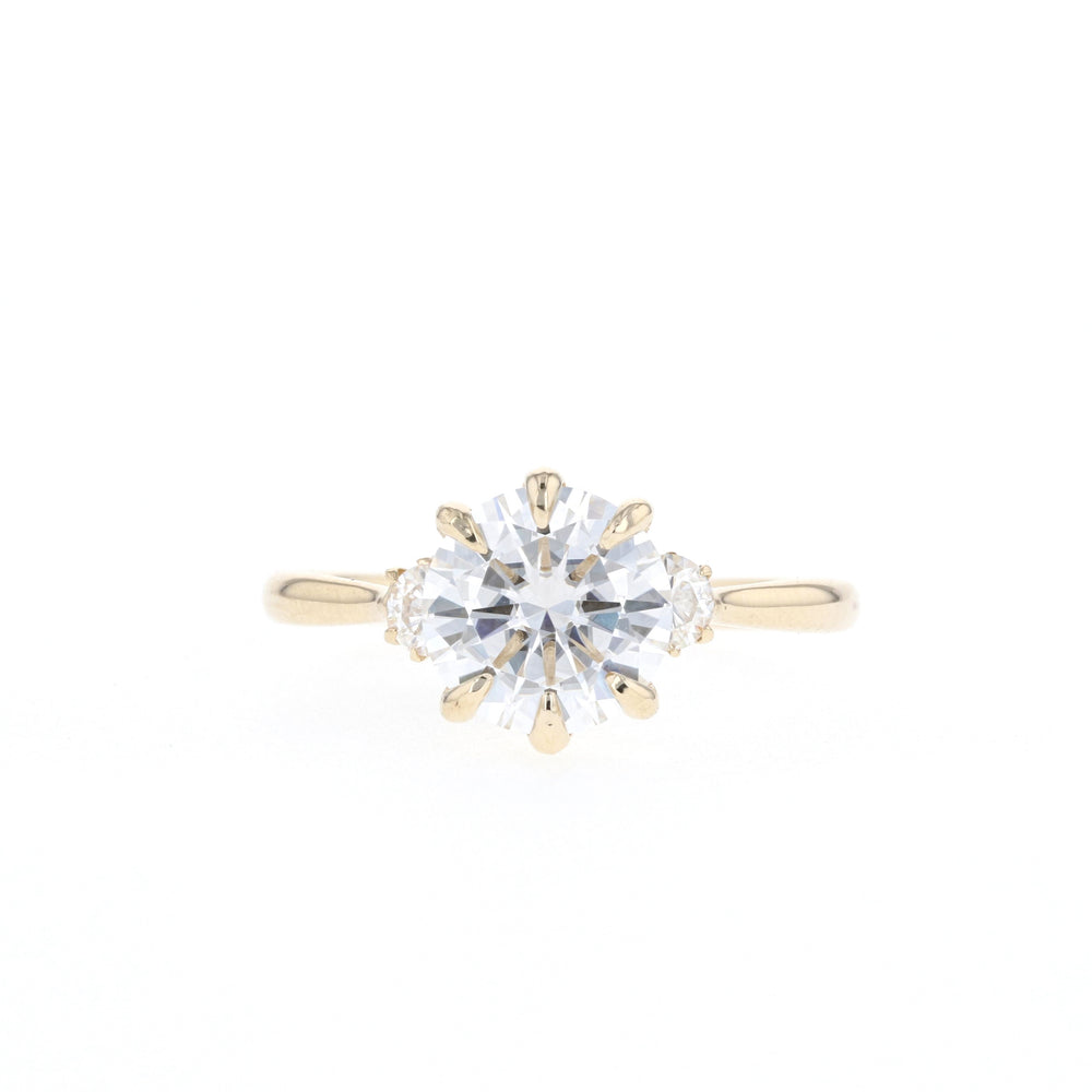 2.1CT Round Three Stone Moissanite Diamond Engagement Ring