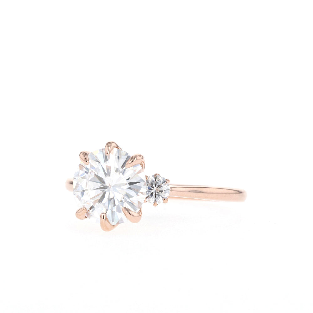 2.1CT Round Three Stone Moissanite Diamond Engagement Ring