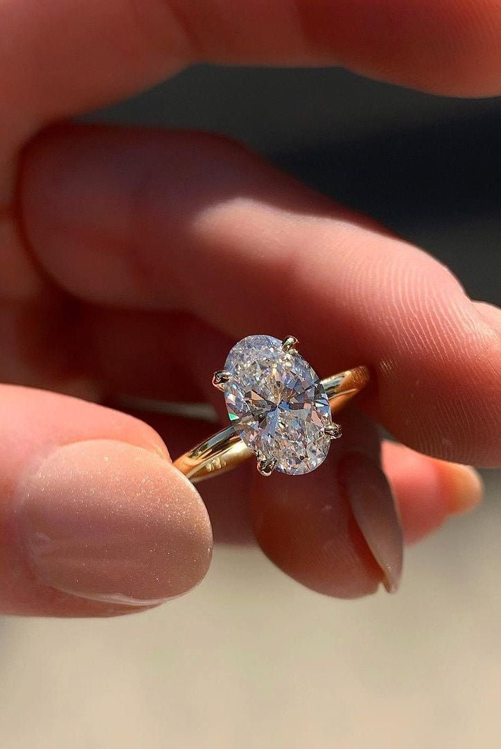 0.84CT Oval Solitaire Moissanite Diamond Four Prong Engagement Ring