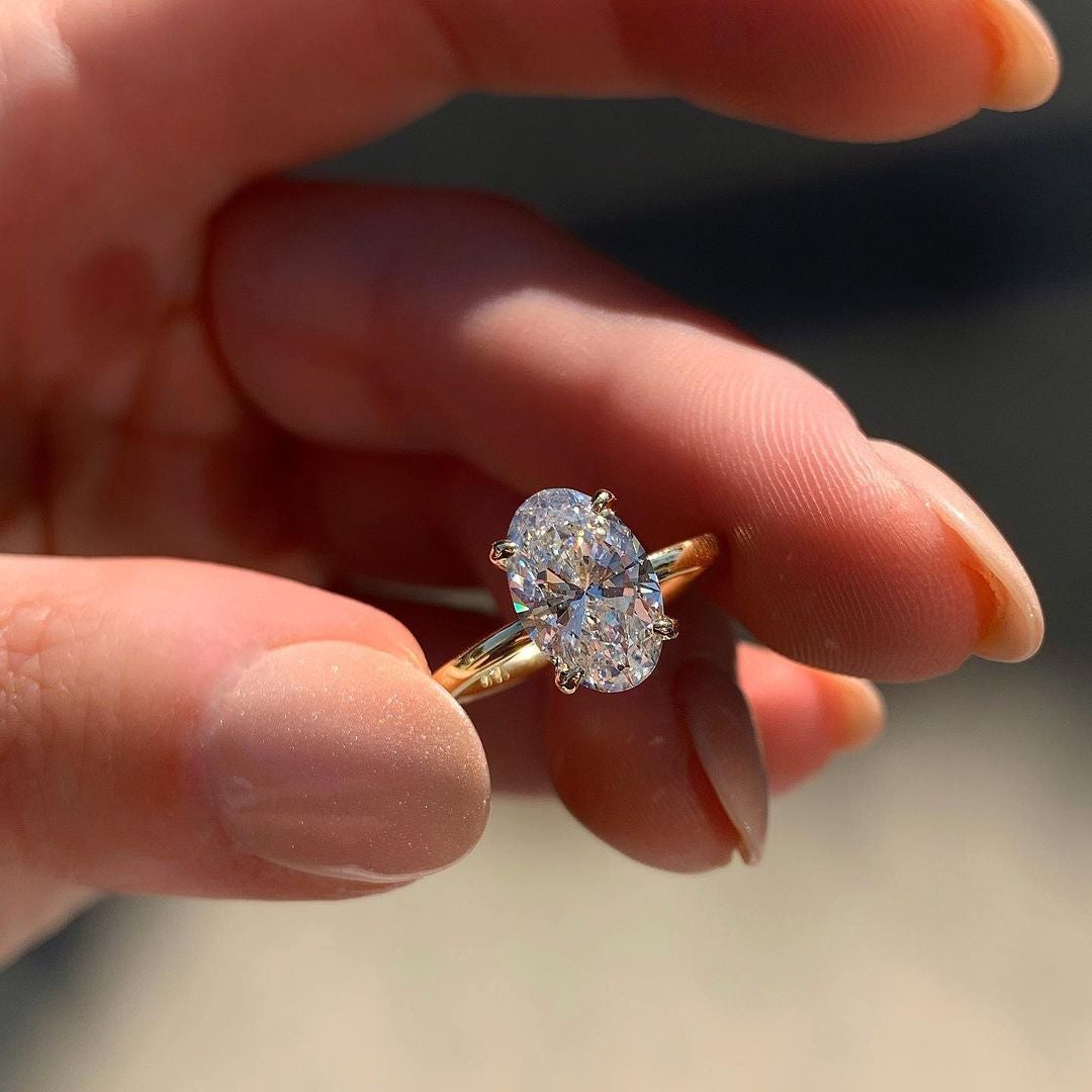0.84CT Oval Solitaire Moissanite Diamond Four Prong Engagement Ring