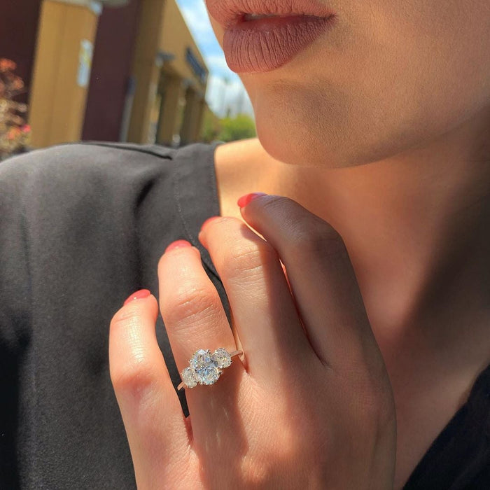 Oval Three Stone Moissanite Ring
