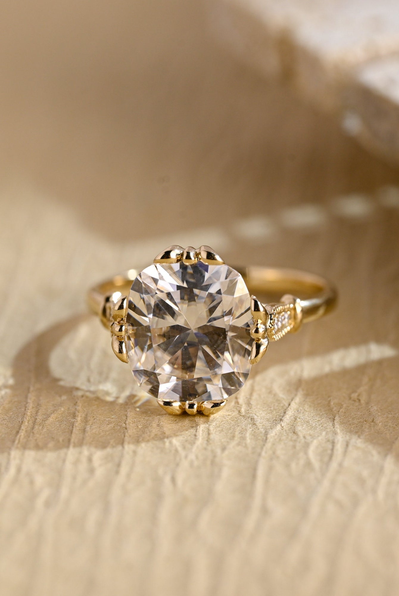 Oval Cluster Moissanite Engagement Ring