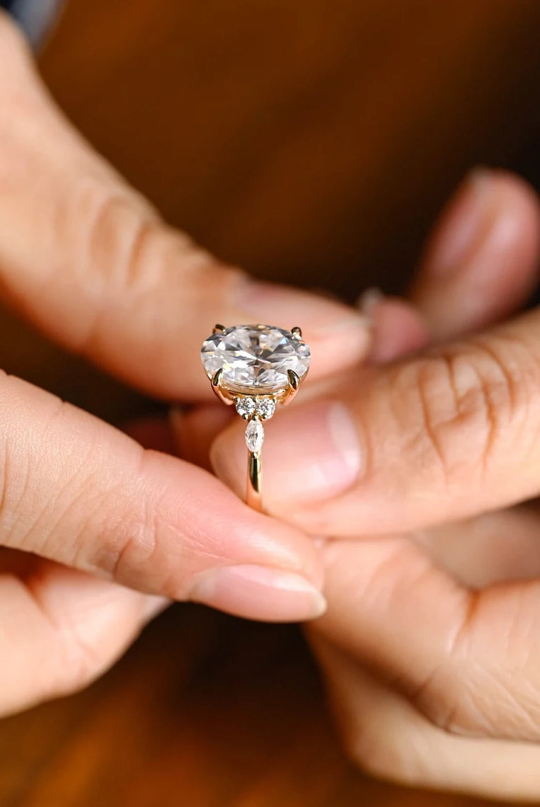 Oval Halo Cluster Ring