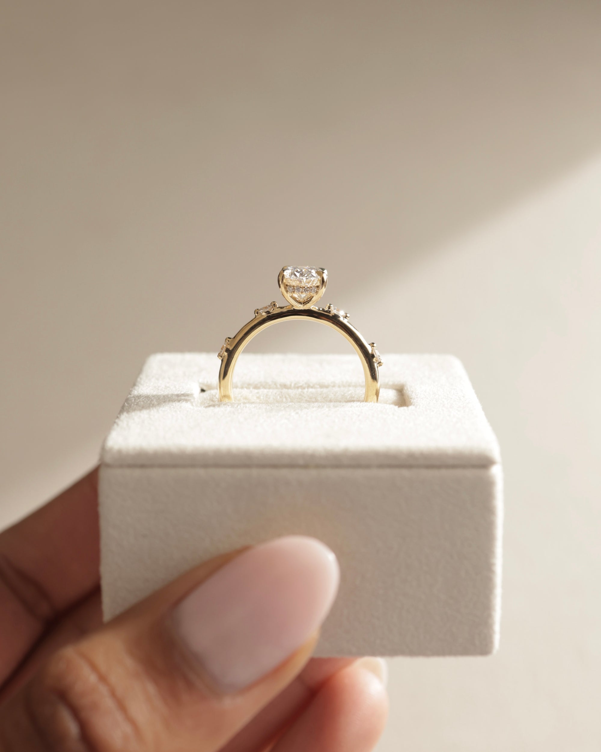 Oval Hidden Halo Ring