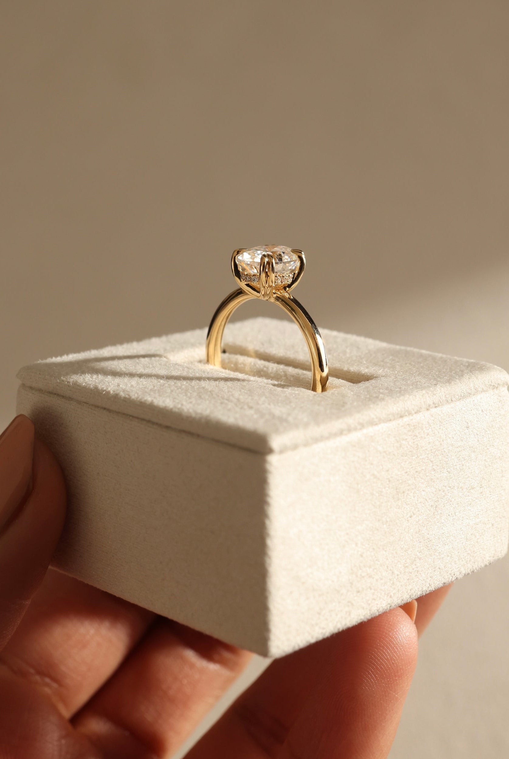 Moissanite Hidden Halo Engagement Ring