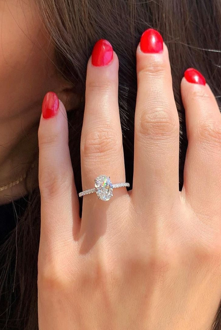 Oval Cut Hidden Halo Ring