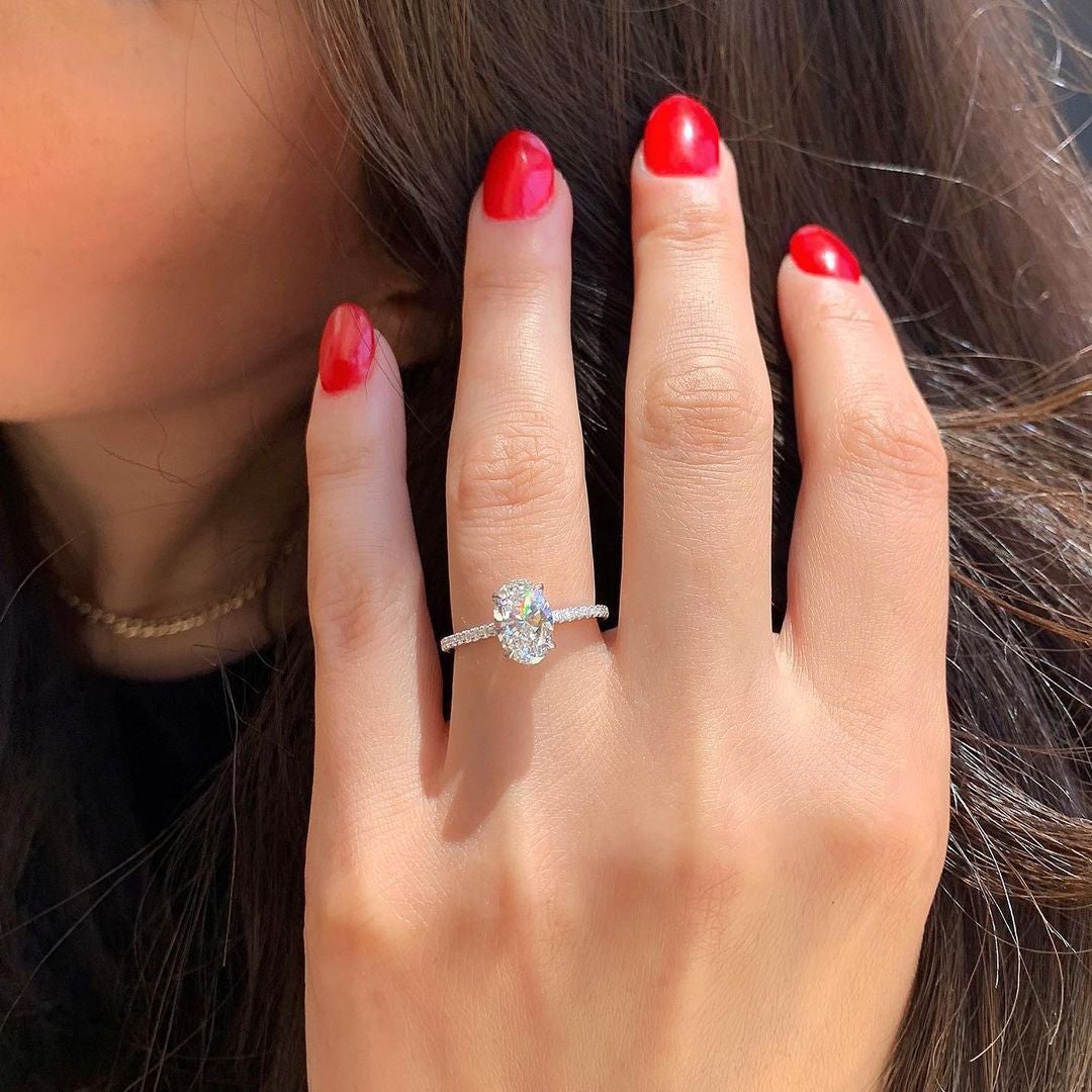 Oval Cut Hidden Halo Ring