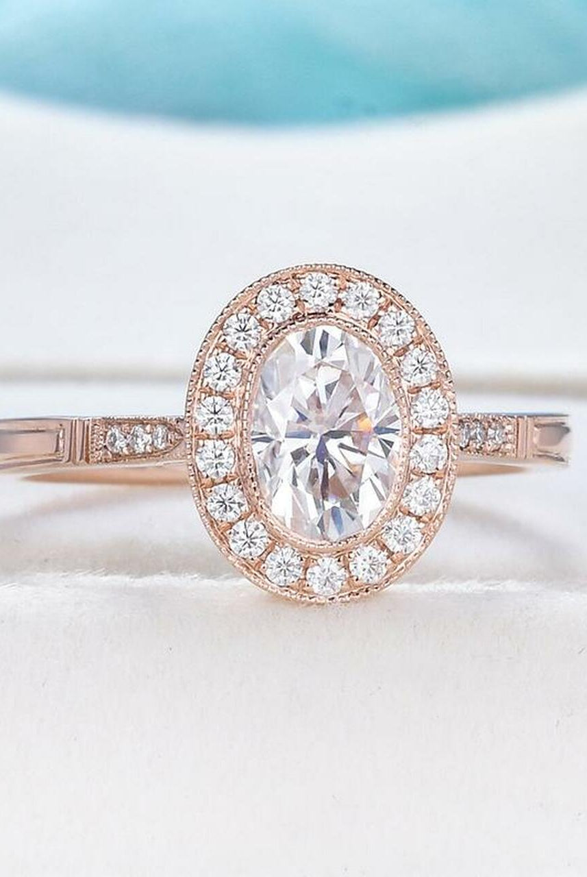 14K Rose Gold Moissanite Ring