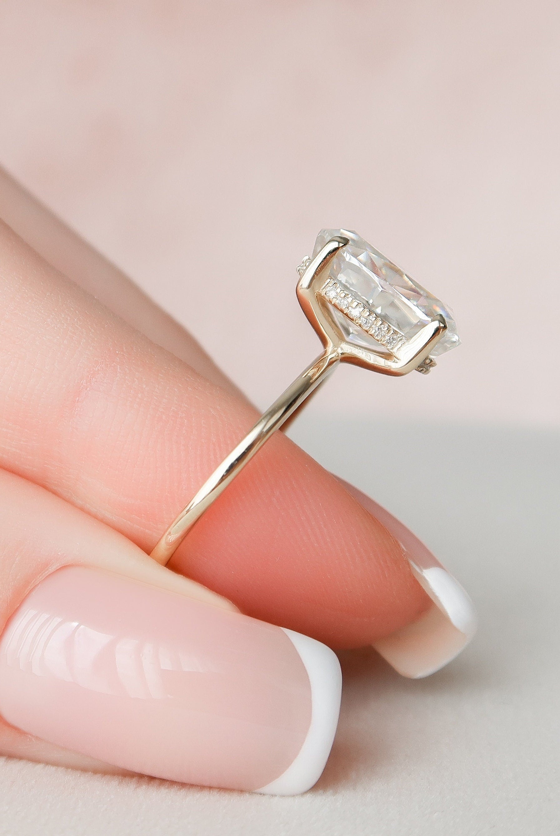 Oval Hidden Halo Engagement Ring