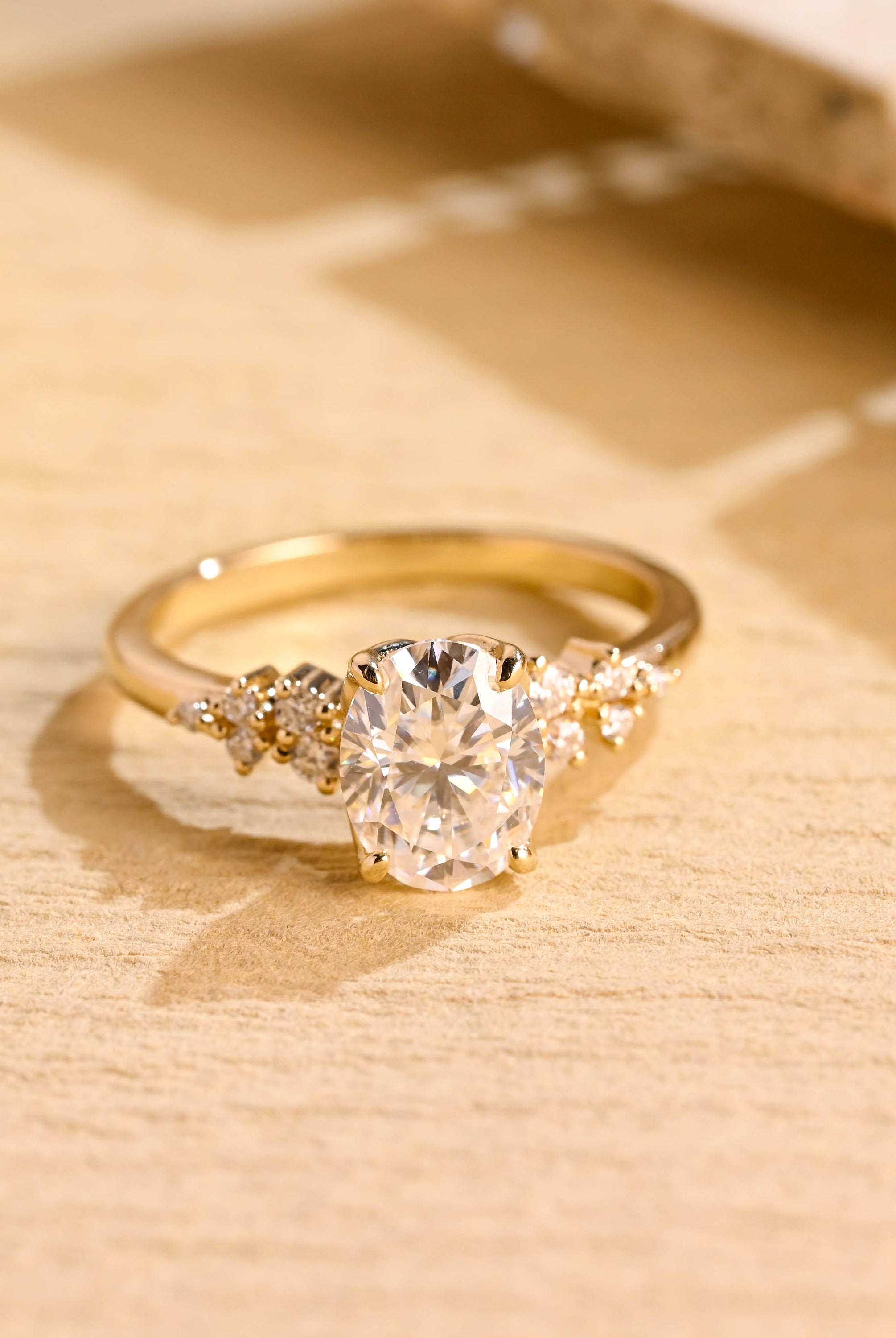 Oval Cluster Moissanite Engagement Ring