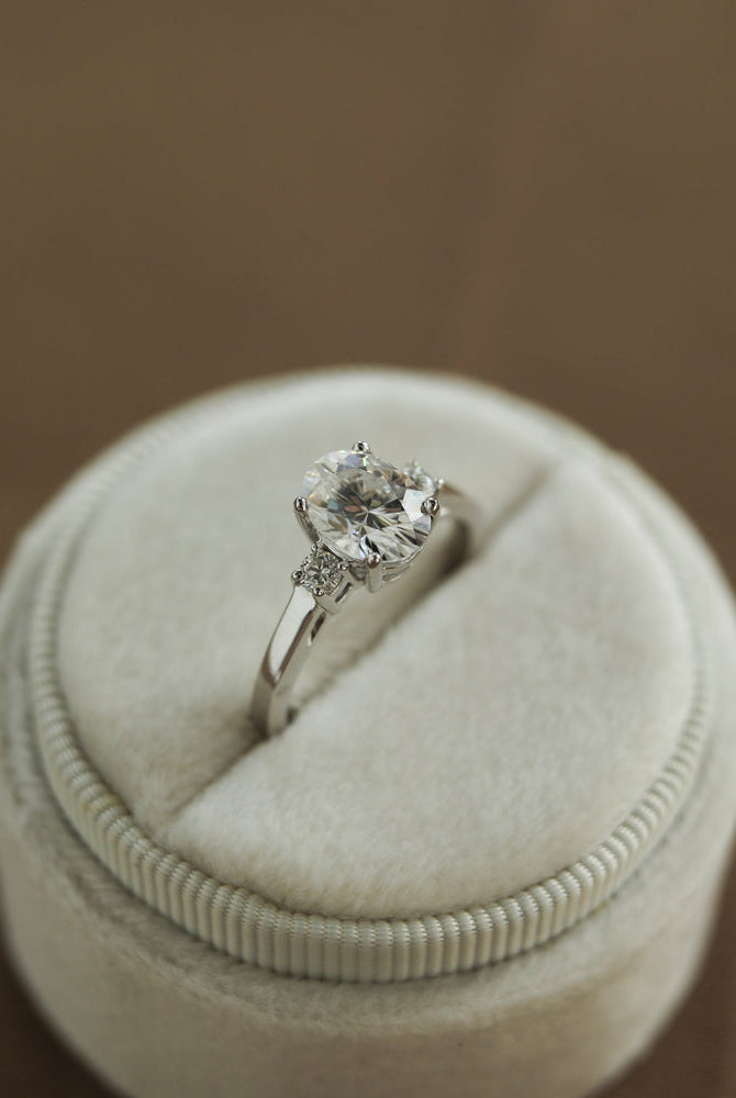 Moissanite Three Stone Engagement Ring