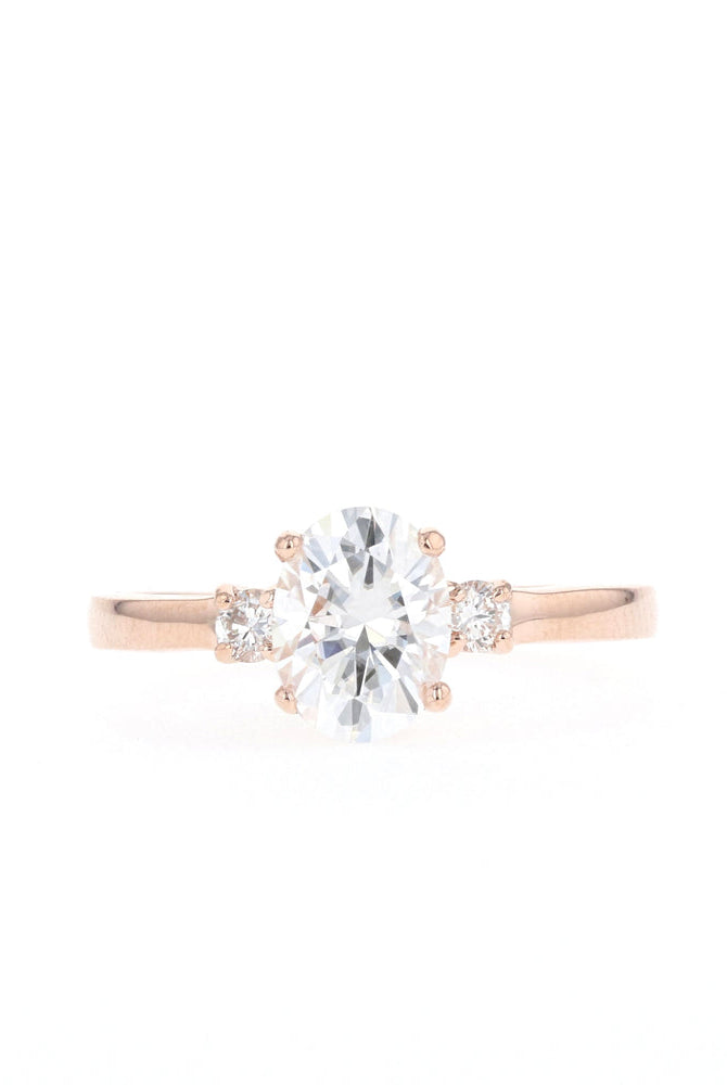 1.20CT Oval Three Stone Moissanite Diamond Engagement Ring