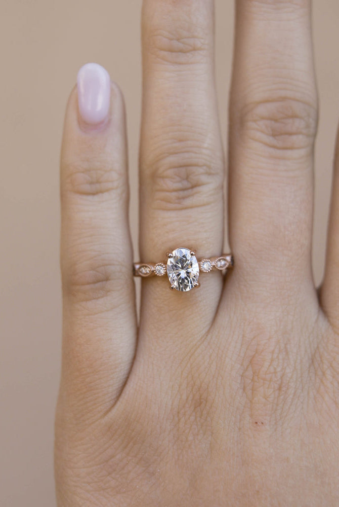 Unique Oval Moissanite Ring