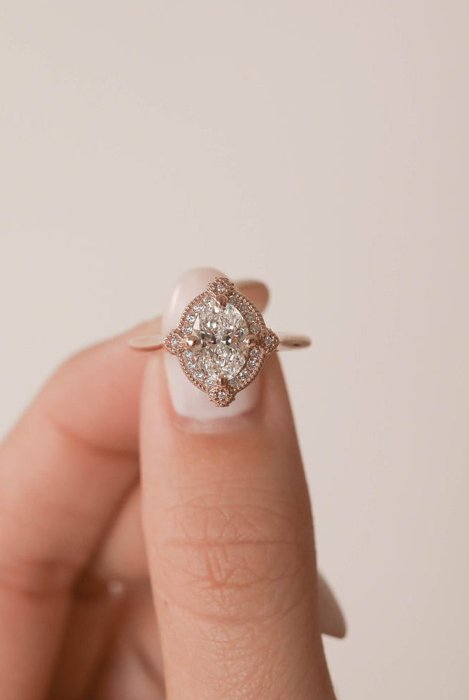 Oval Vintage Halo Moissanite Ring