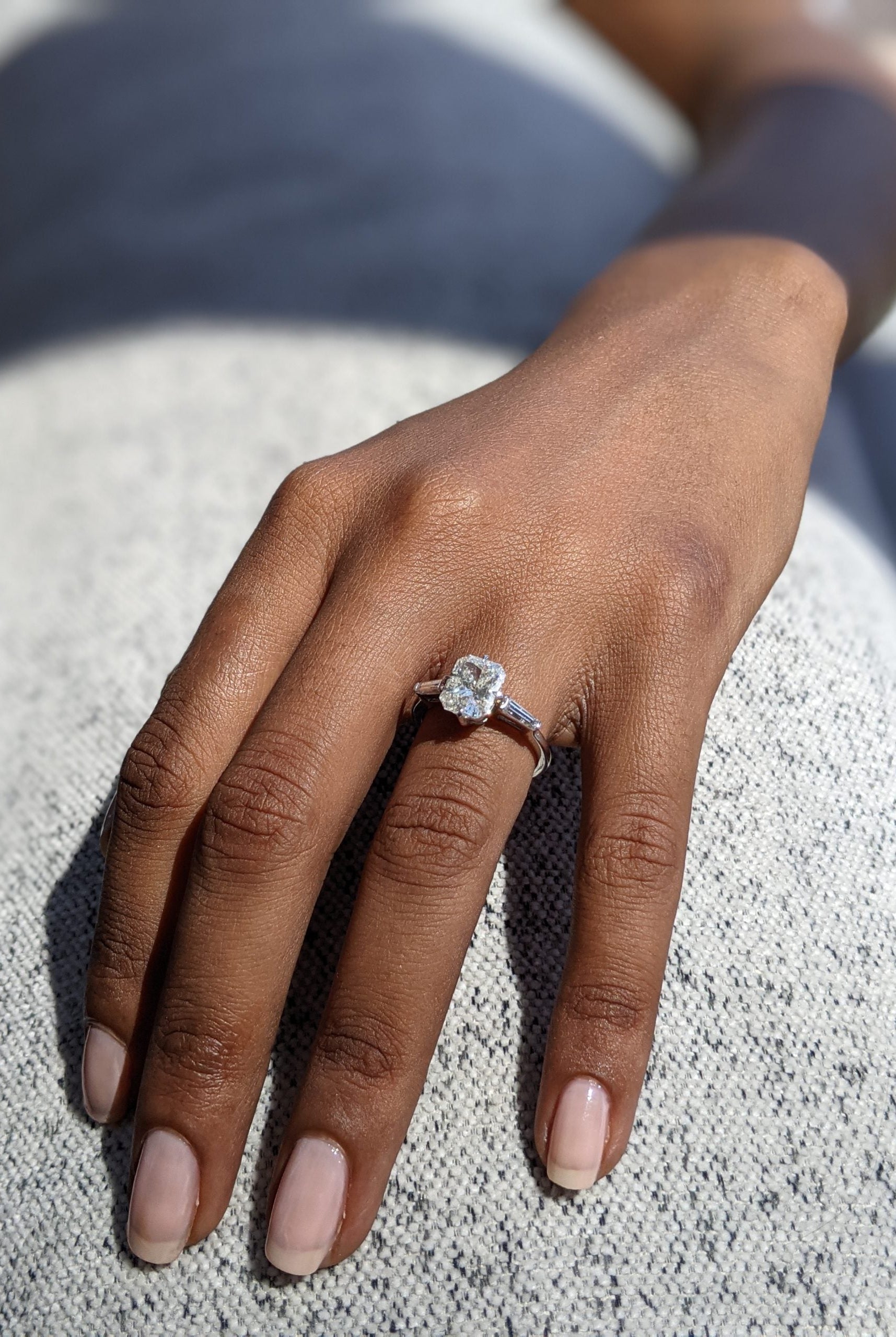 2.02CT Radiant Three Stone Moissanite Diamond Engagement Ring For Her