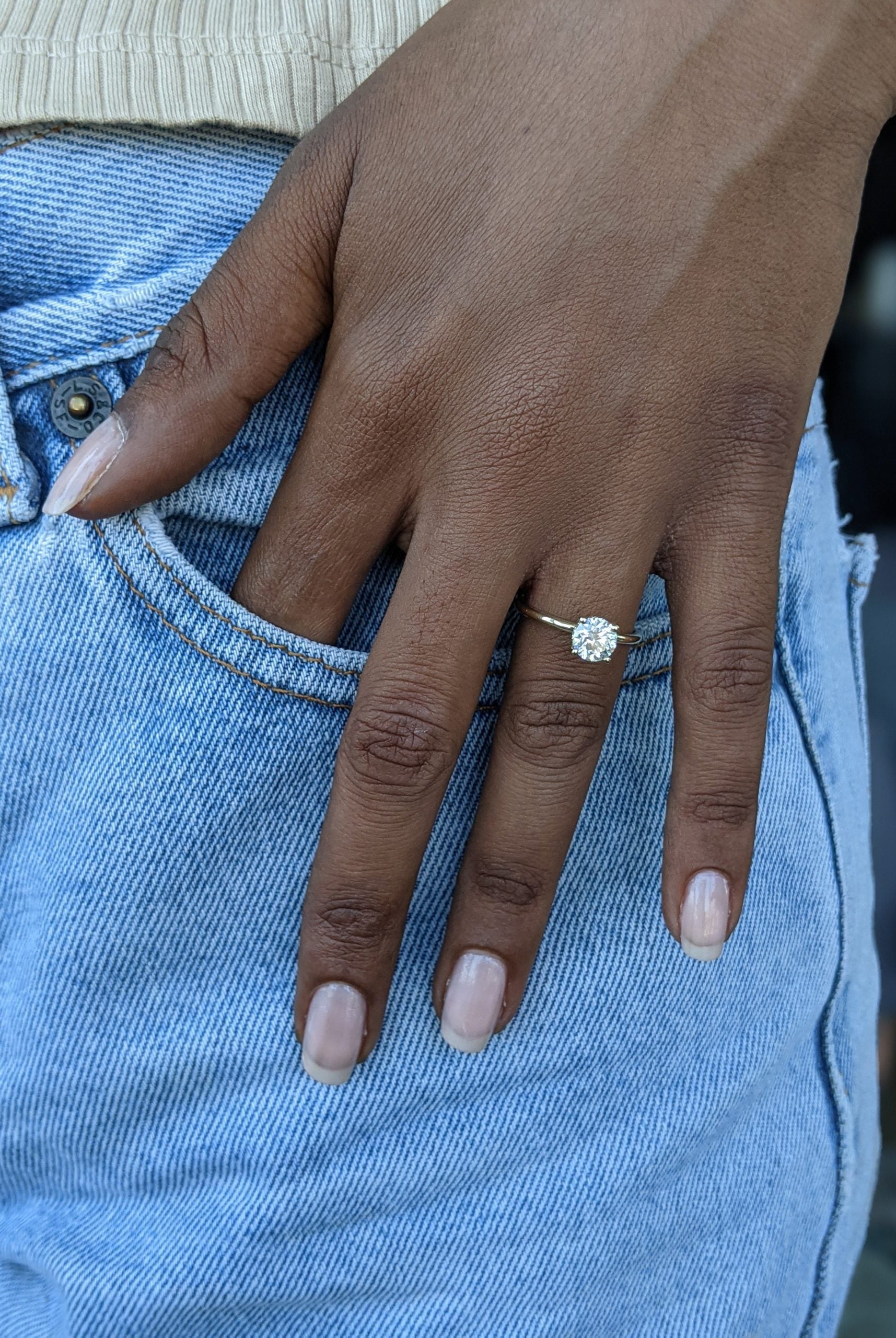 1.0CT Round Hidden Halo Moissanite Diamond Solitaire Engagement Ring For Women