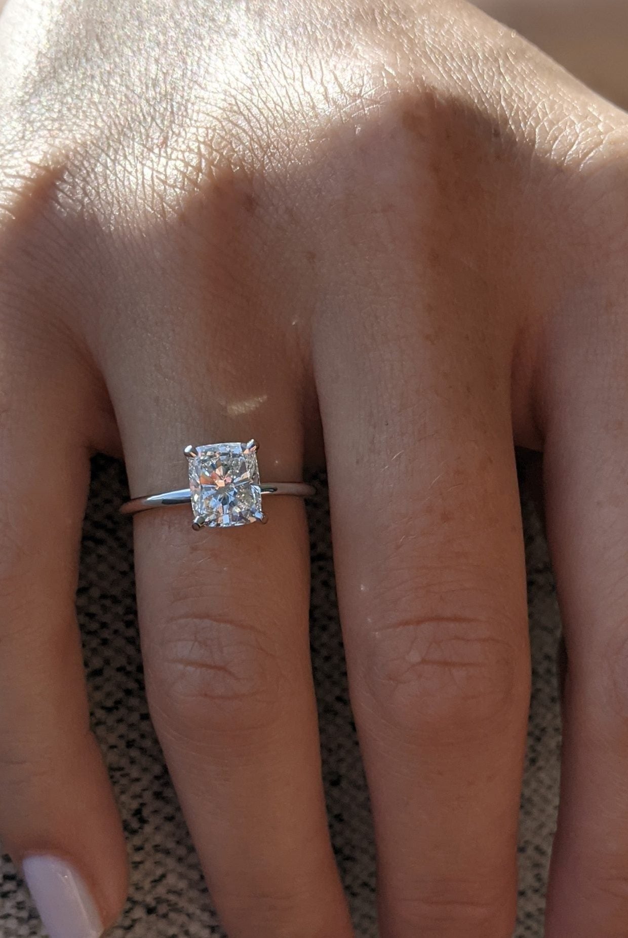 1.14CT Elongated Cushion Moissanite Diamond Solitaire Engagement Ring