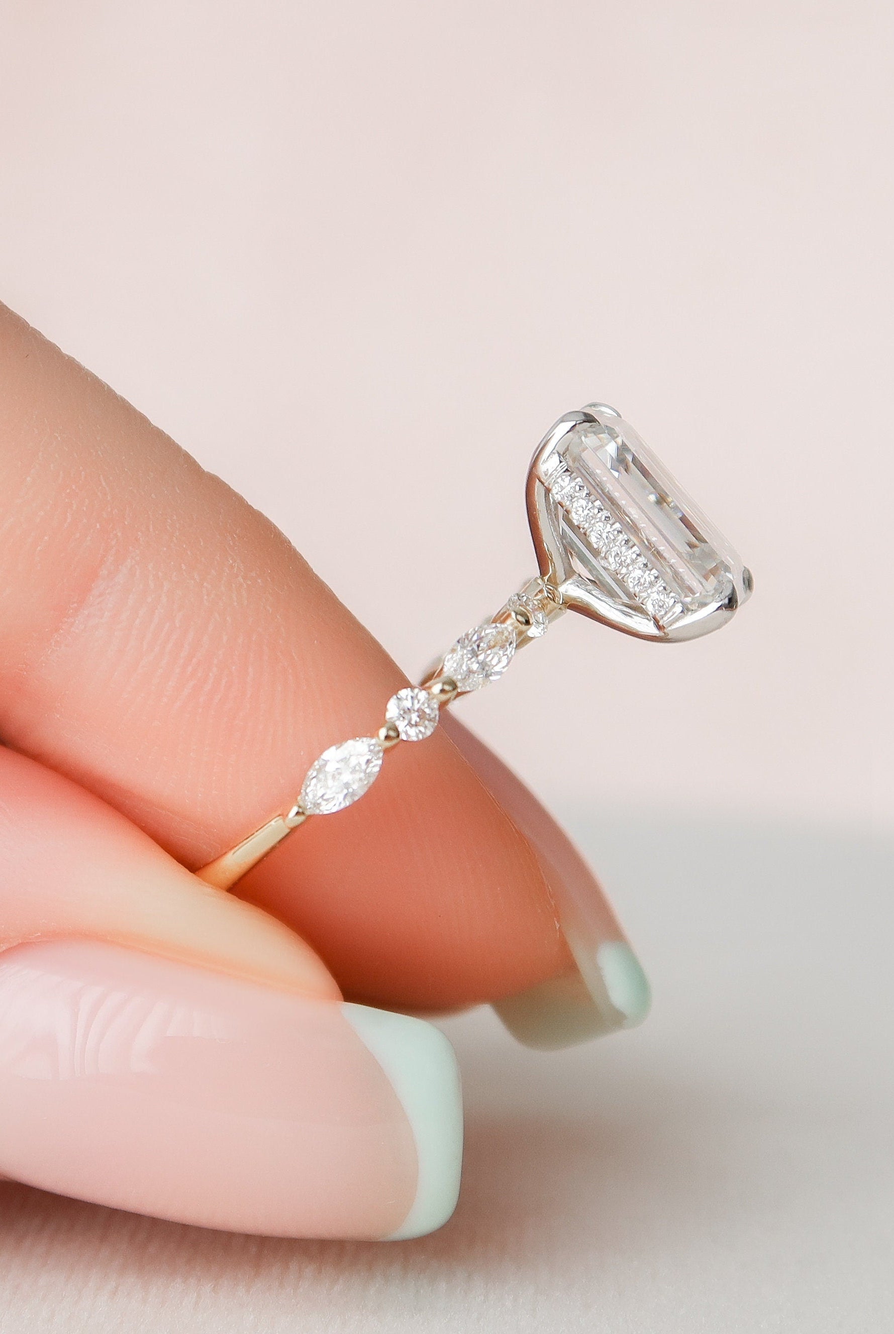 Emerald Moissanite Ring