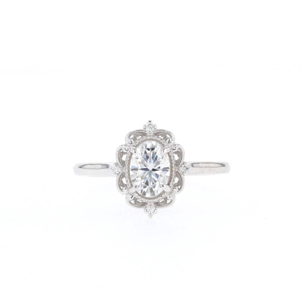 0.84CT Oval Solitaire Vintage Moissanite Diamond Engagement Ring