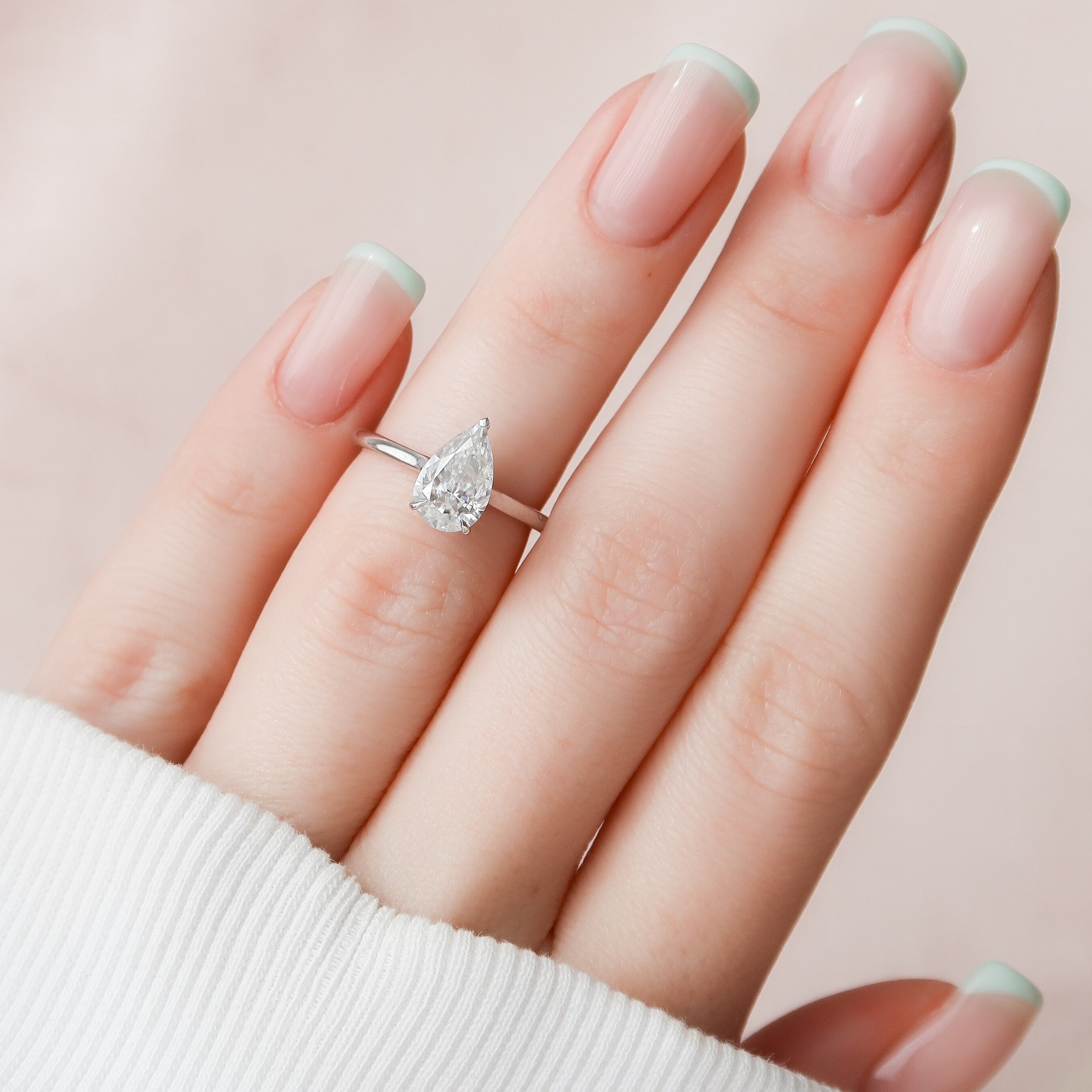 Pear Cut Moissanite Engagement Ring