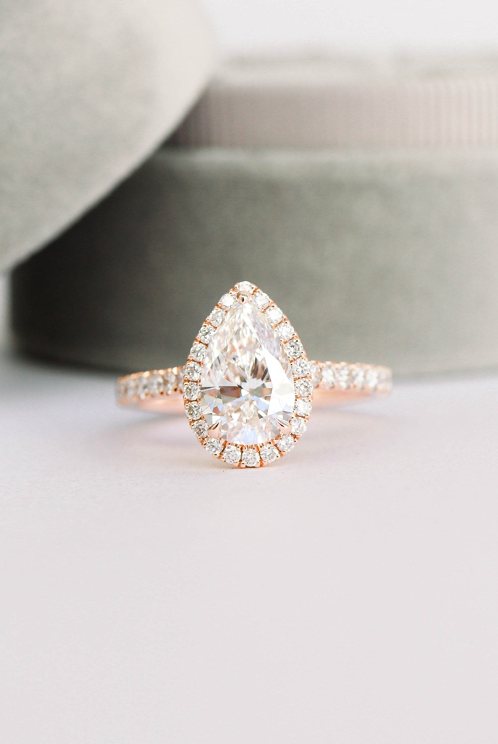 Pear Moissanite Halo Ring 85