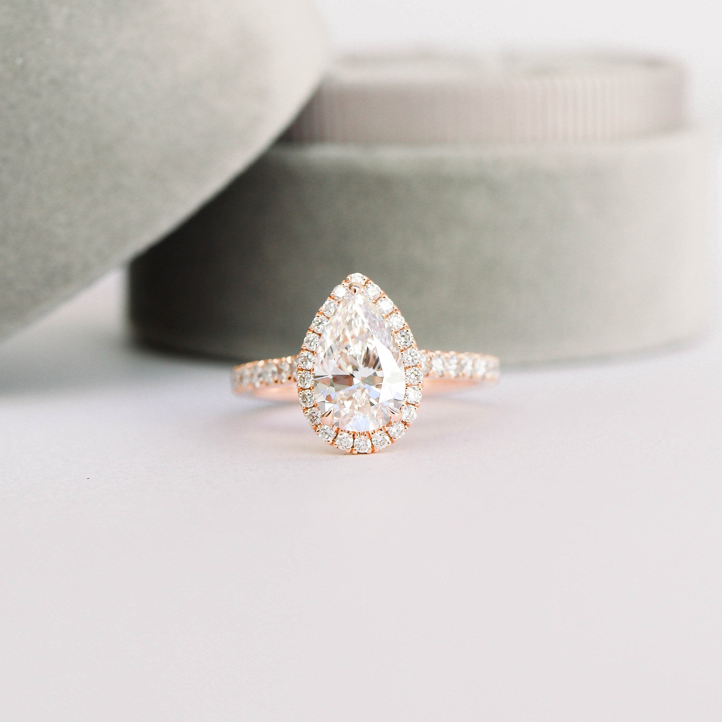 Pear Moissanite Halo Ring 85