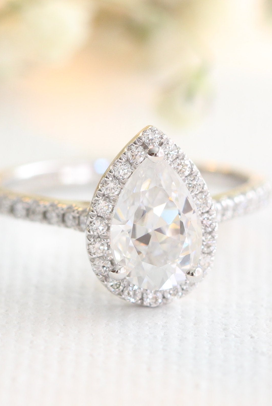 Pear Moissanite Engagement Ring