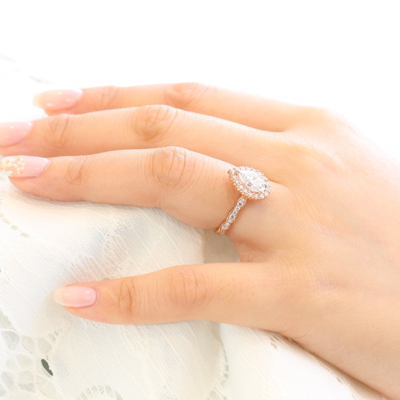 Pear Moissanite Engagement Ring