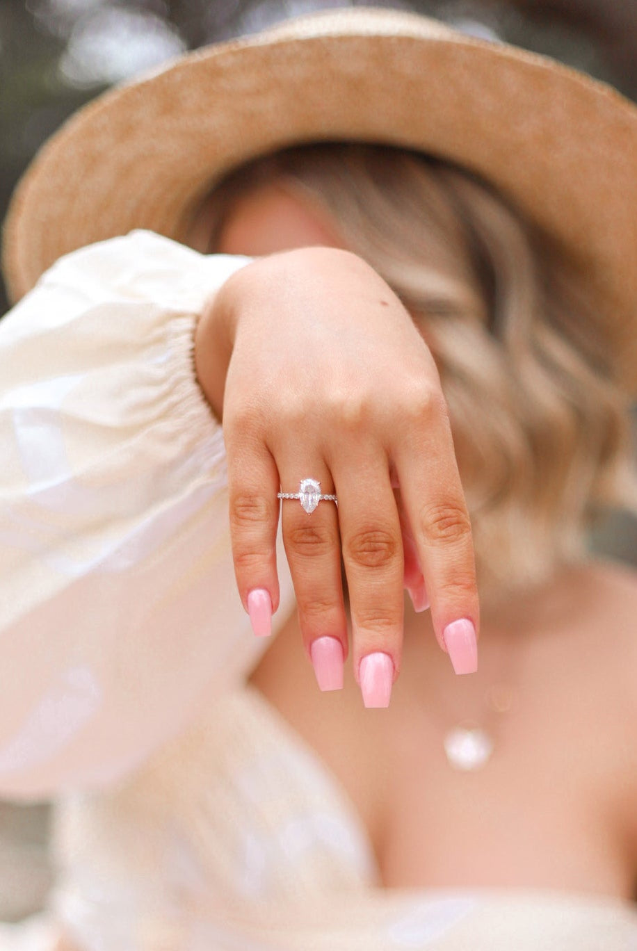 Pear Moissanite Engagement Ring