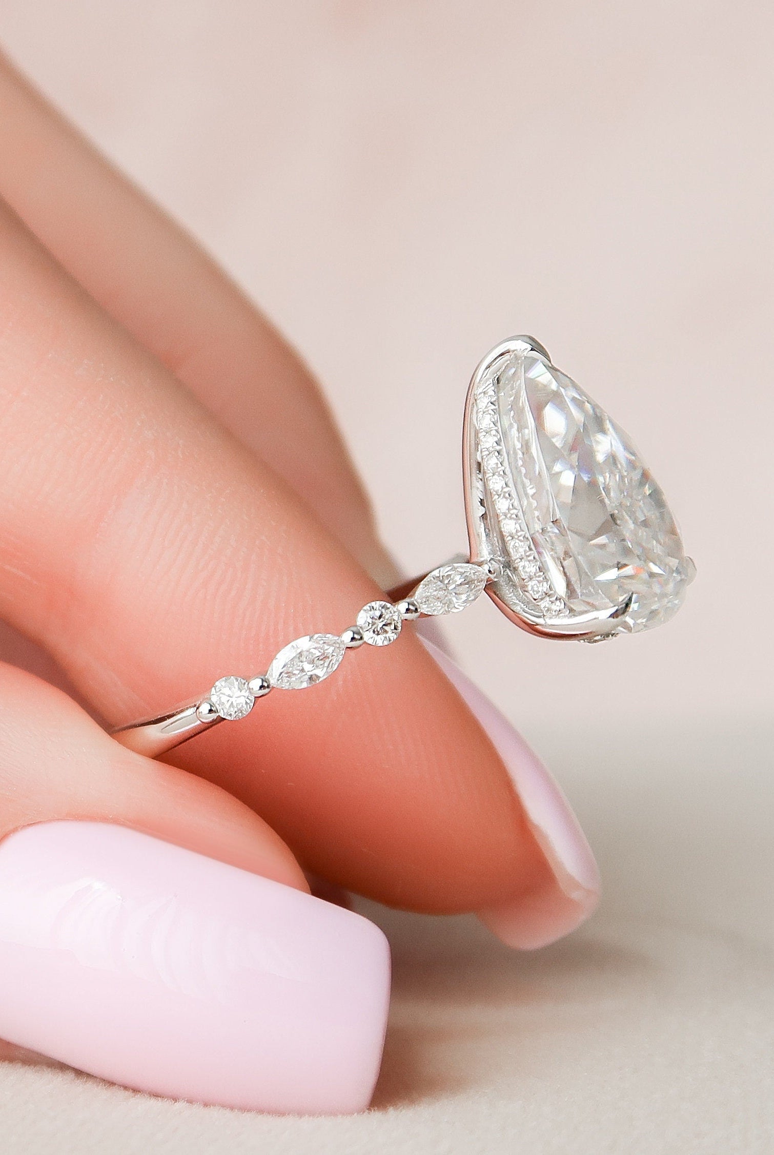 Pear Shape Moissanite Ring