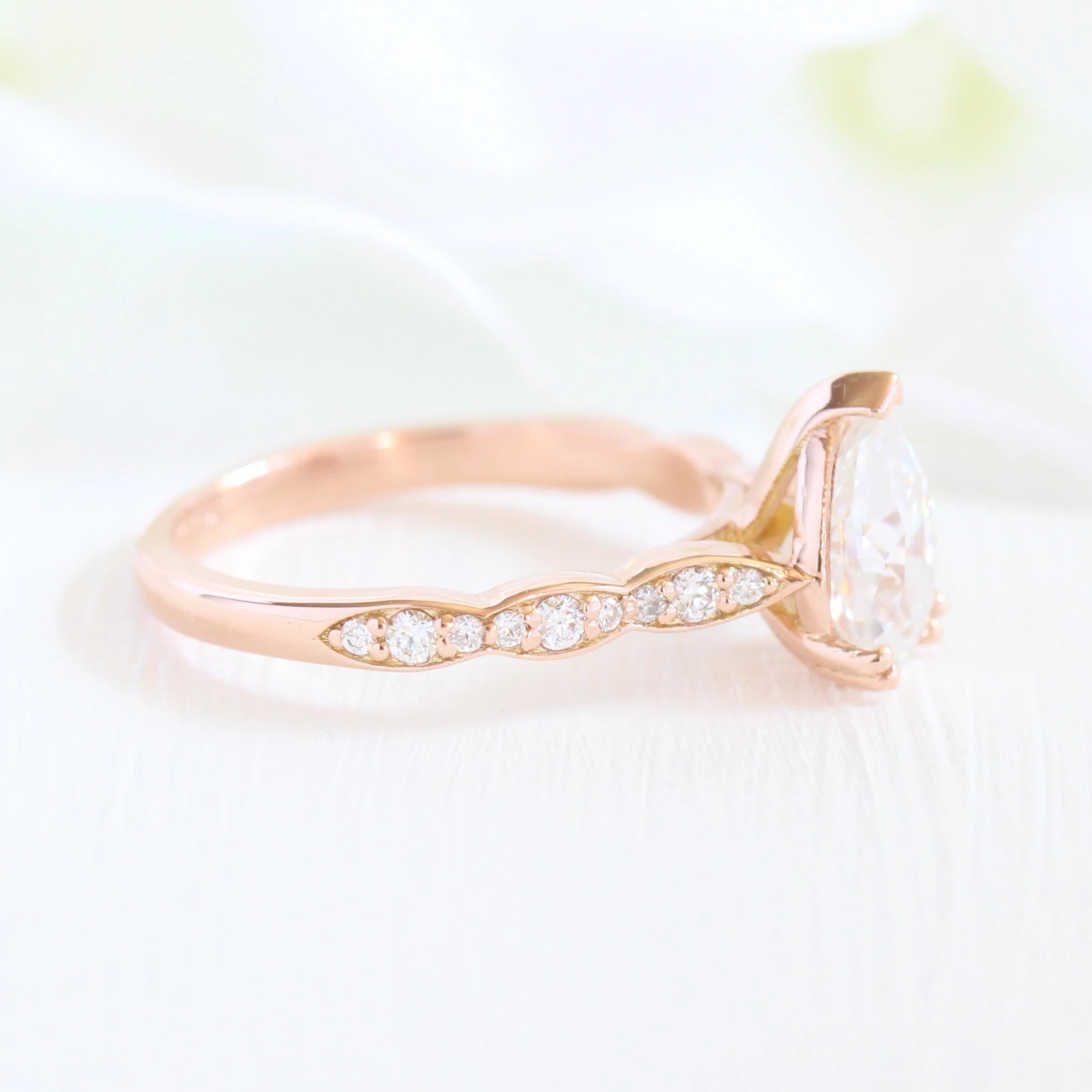 Pear Moissanite Engagement Ring
