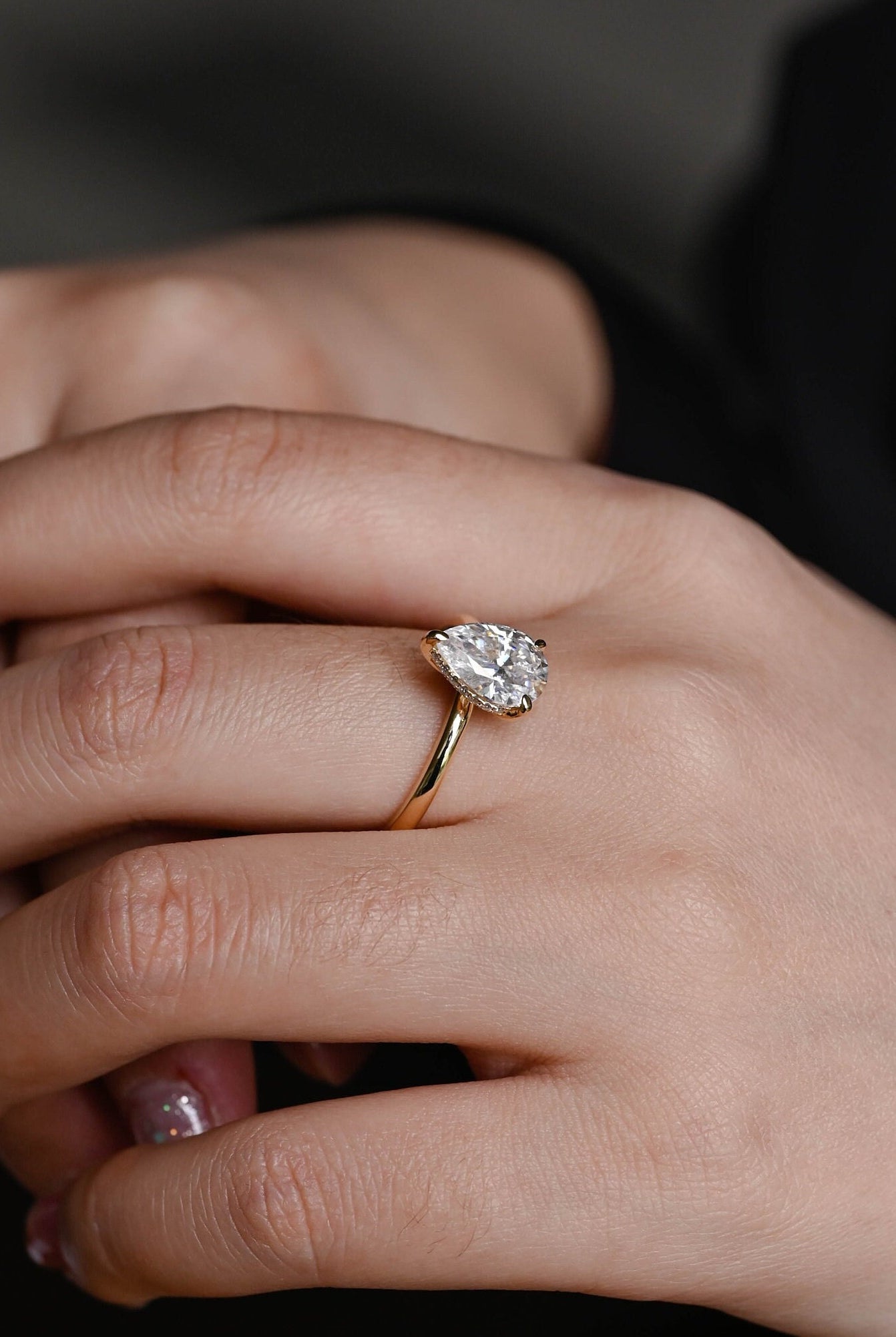 Pear Cut Diamond Accent Ring