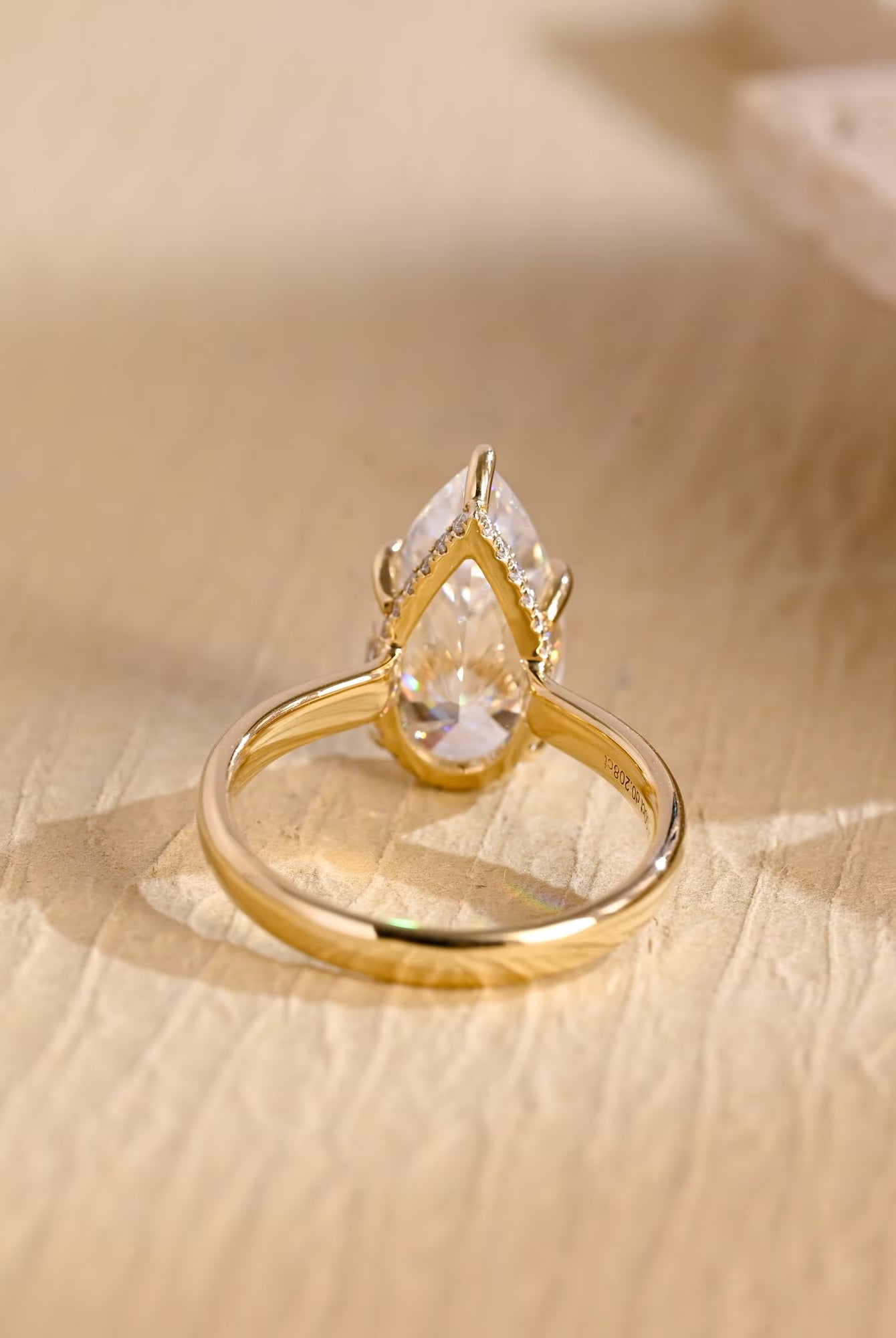 Pear Cut Hidden Halo Ring