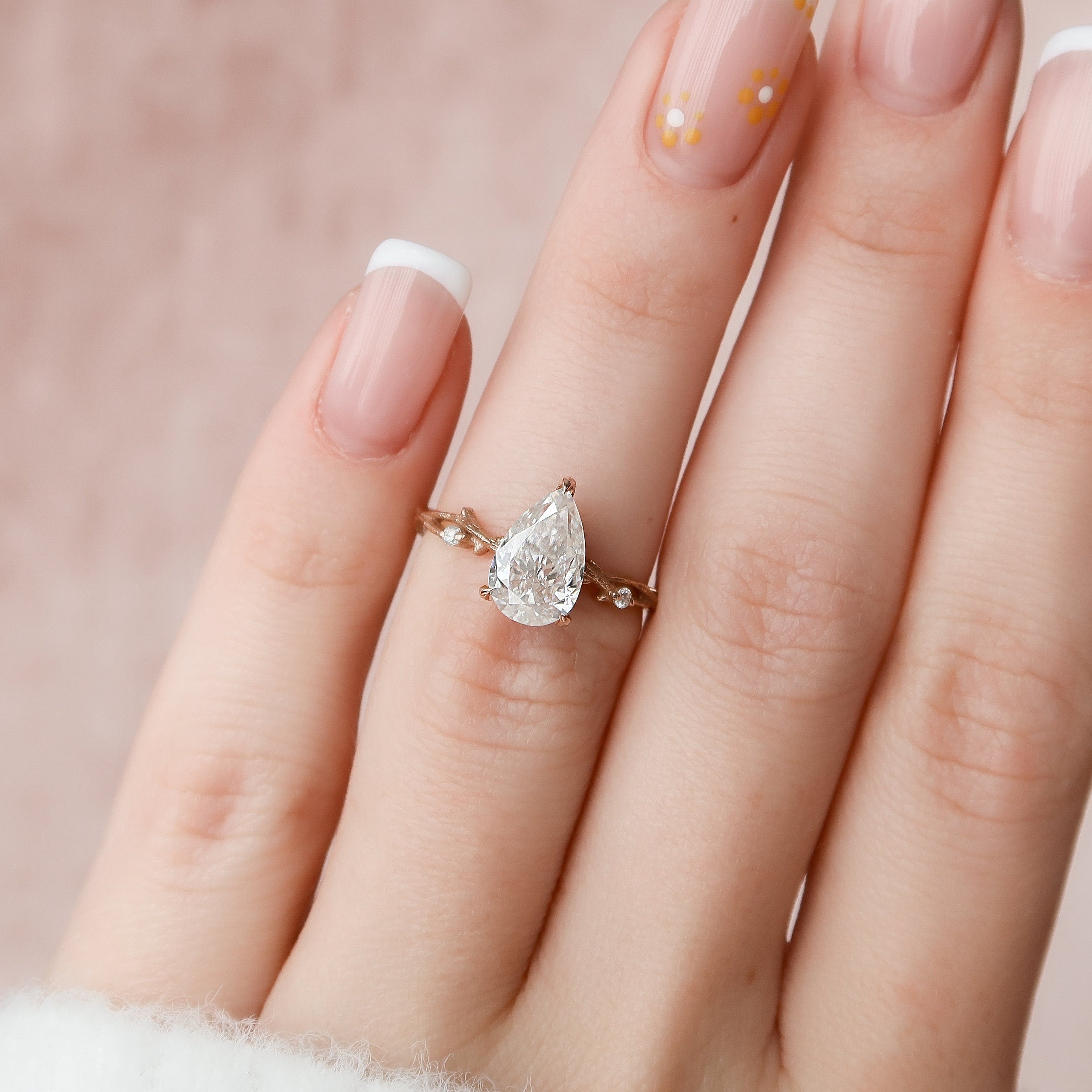Pear Cut Moissanite Engagement Ring