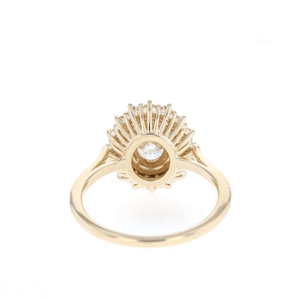 0.75CT Cathedral Set Oval Double Halo Moissanite Diamond Engagement Ring