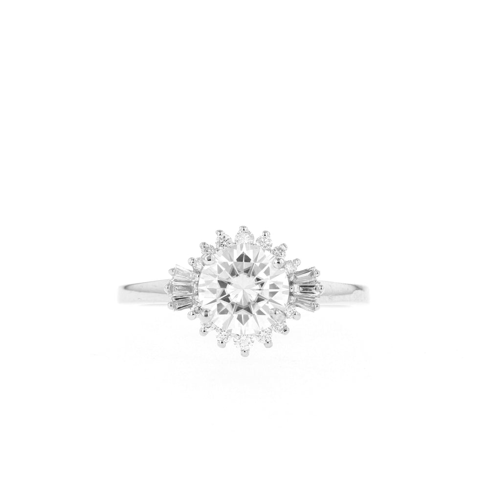 1.05CT Round Cluster Moissanite Diamond Engagement Ring