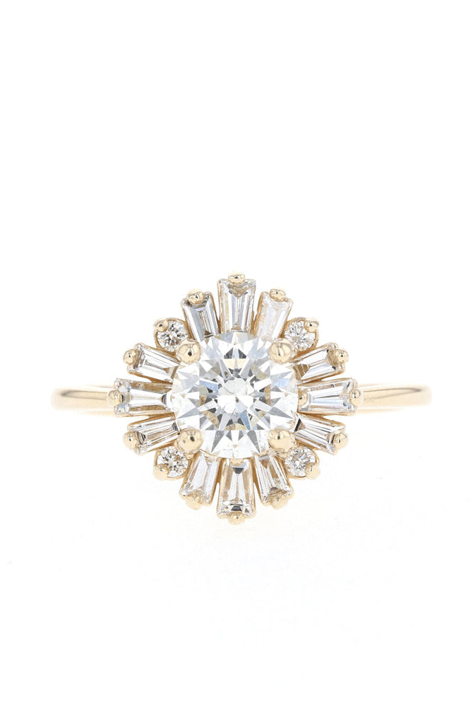 1.05CT Round Cluster Moissanite Diamond Solitaire Engagement Ring