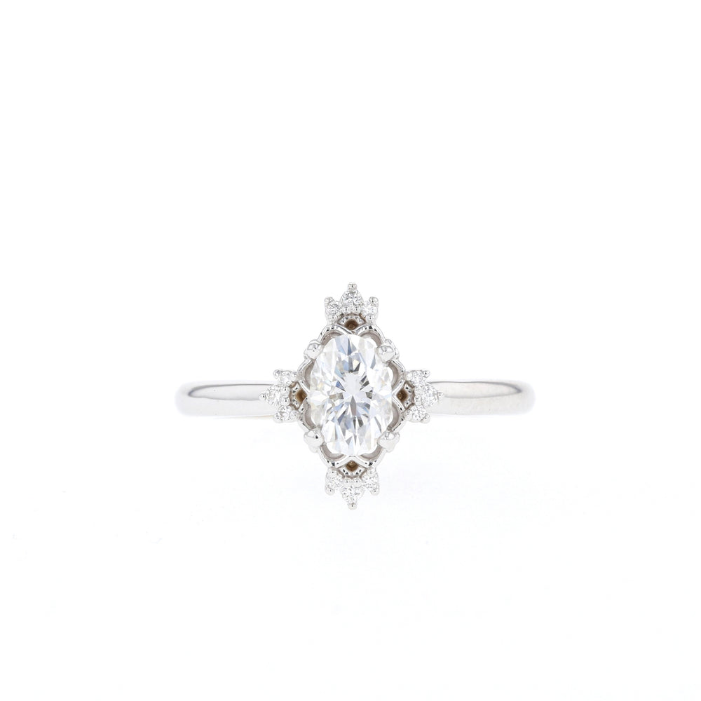 1.20CT Oval Cluster Moissanite Diamond Solitaire Engagement Ring IN 14K Solid Gold