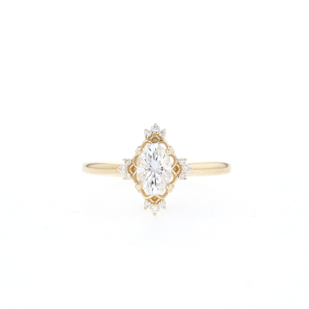 1.20CT Oval Cluster Moissanite Diamond Solitaire Engagement Ring IN 14K Solid Gold