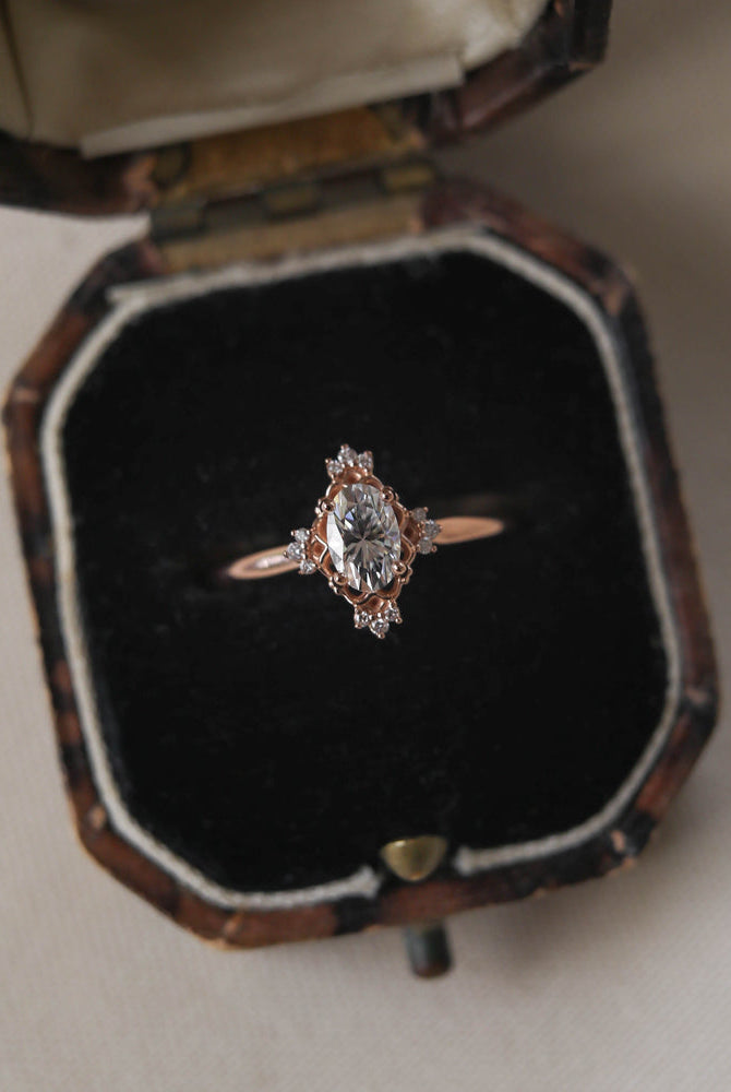 1.20CT Oval Cluster Moissanite Diamond Solitaire Engagement Ring IN 14K Solid Gold