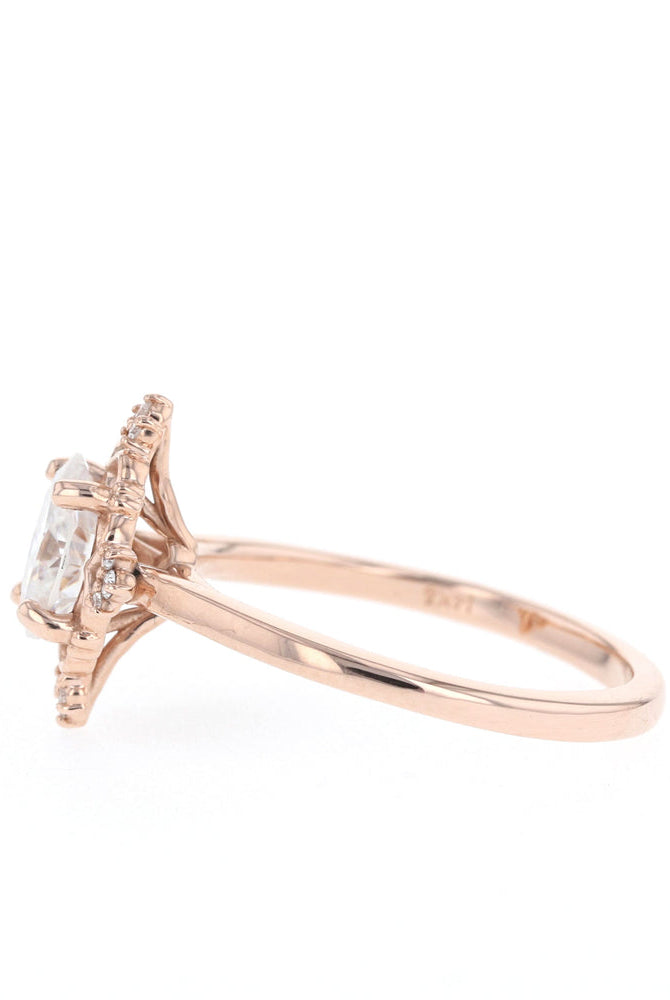 1.20CT Oval Cluster Moissanite Diamond Solitaire Engagement Ring IN 14K Solid Gold